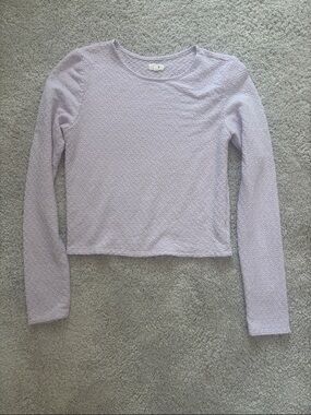 Aerie Lilac Textured Long Sleeve Crop Top